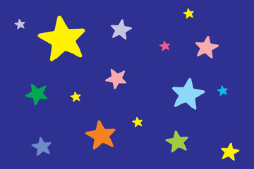Multicolored stars on a blue background. Vector graphics, eps