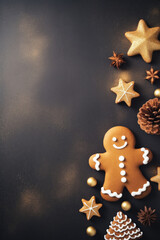 Obraz na płótnie Canvas Christmas gingerbread cookies on a black background.