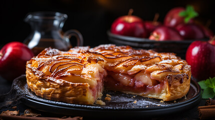Preparing a pastry with apples and cinnamon for a festive feel.