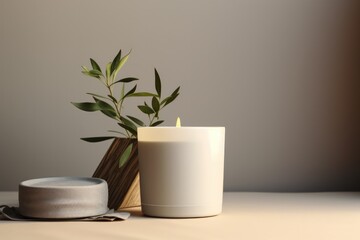 Blank Grey Matte Candle With Box And Lid Mockup
