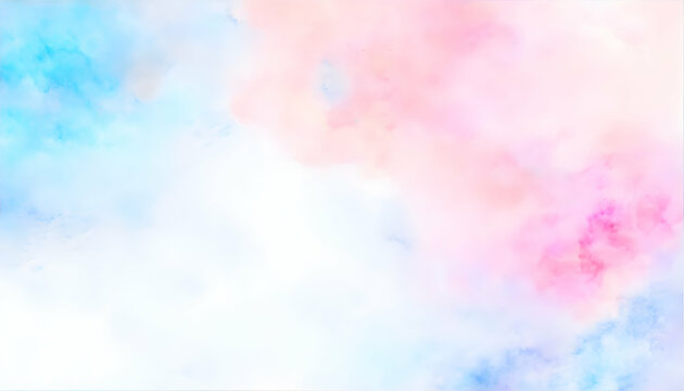 Abstract pink and blue watercolor pastal background with copy space for text or image