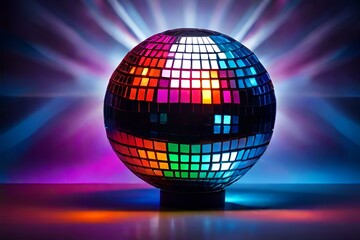disco ball with disco lights,nightclub,reflection,bright,Ai generated 