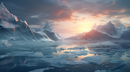 glacier icebergs melting, global warming 