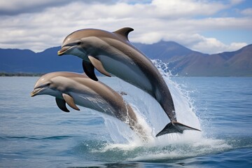 Energetic Pod Of Dolphins Joyfully Leaps Out Of Water