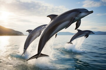 Fototapeta premium Dolphins Jumping Out Of The Water