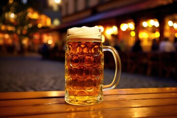 German Beer Mug Filled To The Brim At Oktoberfest