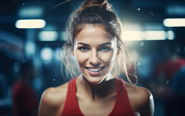A young beautiful woman practicing boxing in the gym