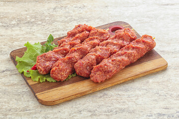 Raw beef kebab minced meat