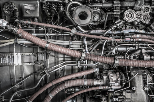 Detail of a historic Concorde jet engine.
