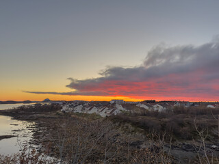 Sunset at Mosheim residential area, Brønnøysund, Helgeland, Norway