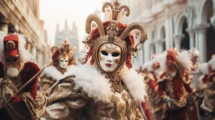 Tuinposter Masked person in carnival costume in venice © Tamara