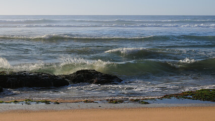 Waves on the Atlantic Ocean during sunset