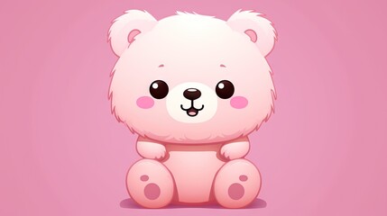  a white teddy bear sitting on top of a pink background.  generative ai