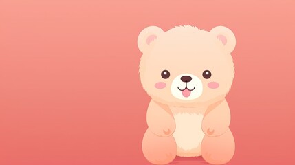  a cute little teddy bear sitting on a pink background with a pink background.  generative ai