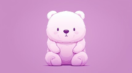  a white teddy bear sitting on top of a purple background.  generative ai