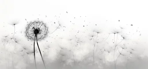 Fotobehang black and white image of a dandelion © yganko