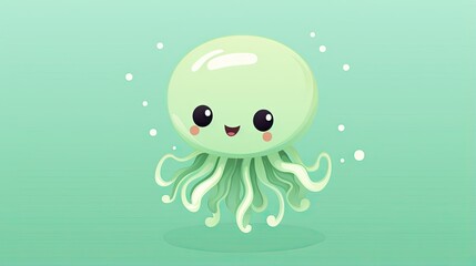  a green octopus with a big smile on it's face.  generative ai