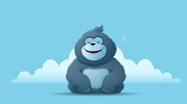  a cartoon gorilla sitting on a cloud with a balloon in the sky.  generative ai