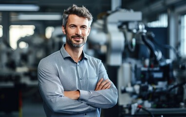 Obraz premium Closeup of a male robotics engineer in a high-tech lab