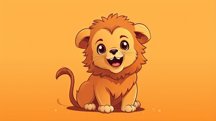  a cartoon lion sitting on the ground with its mouth open.  generative ai
