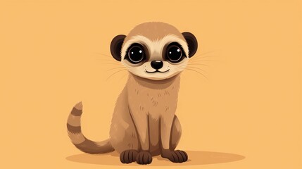 a small animal with big eyes sitting on a yellow background.  generative ai