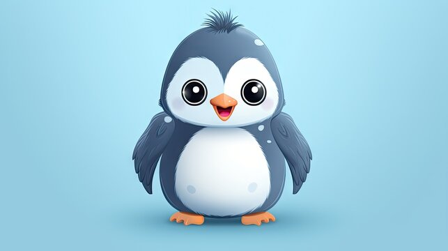  a cartoon penguin with big eyes and a big smile on its face.  generative ai
