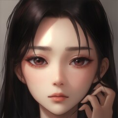 Illustration of a beautiful Asian woman's face for a profile photo