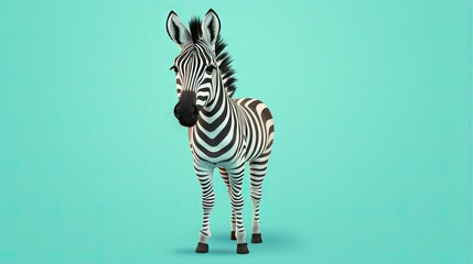  a zebra standing on a blue background with a green background.  generative ai