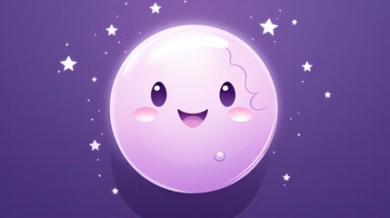  a purple background with stars and a cartoon moon with a smiley face.  generative ai