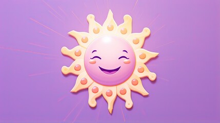  a sun with a smile on it's face on a purple background.  generative ai