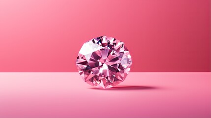  a pink diamond on a pink surface with a pink background.  generative ai