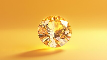  a yellow diamond on a yellow background with a shadow on the ground.  generative ai