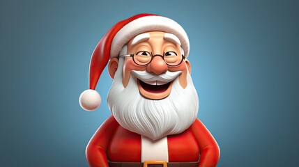  a cartoon santa clause with glasses and a beard and mustache.  generative ai