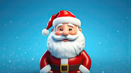  a cartoon santa clause with a blue background and snowflakes.  generative ai