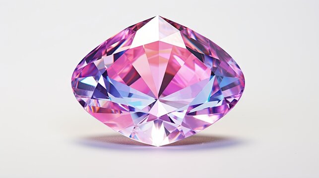  a very pretty pink diamond on a white surface with a shadow.  generative ai