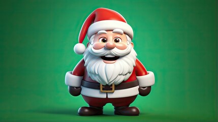  a very cute looking cartoon santa clause on a green background.  generative ai