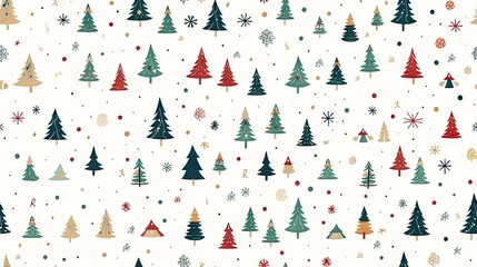  a white background with christmas trees and snowflakes on it.  generative ai
