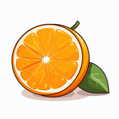 simplified flat art image of orange on white background