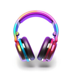 Isolated musical headphones icon, 3D Rendered colorful image of headphones