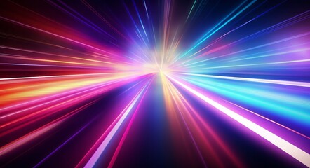 futuristic light rush, vibrant streaks creating an ethereal tunnel of glowing beams and abstract beauty.