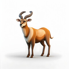 Antelope on white, Antelope cartoon isolated on white background, 3D rendered icon of Antelope