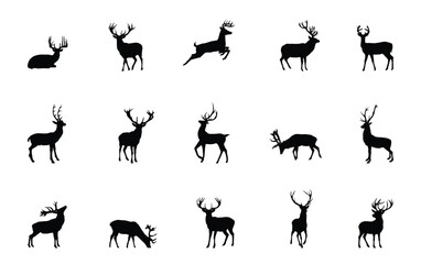 Set of deer silhouettes