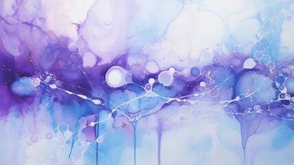  a painting with blue and purple colors and bubbles on it.  generative ai