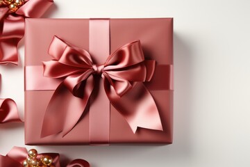 Gift box with satin ribbon and bow professional photography
