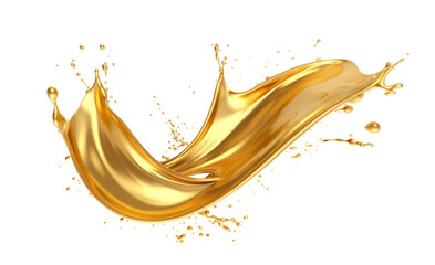 luxury sparkling golden splash waves isolated on a transparent background, Abstract liquid wave, Luxury gold splash, Abstract gold fluid splash. Generative AI 