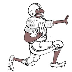 Black professional football player carries ball.
