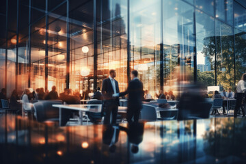 Abstract blurred background, businessmen in the office