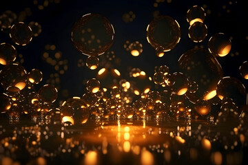 Dark and golden festive background with transparent light layers for your design