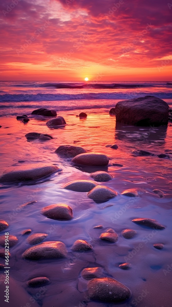 Canvas Prints sun down on the ocean side