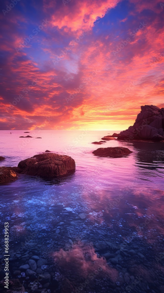 Canvas Prints sun down on the ocean side